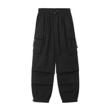 Riolio Elastic Waist Big Pocket Cargo Pants Men Streetwear Spring Autumn Wide Leg Joggers Solid Color Oversize Baggy Pants Women