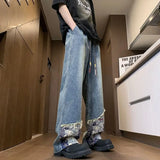 Riolio  Autumn American high street hip-hop trend for men and women personalized straight leg washed jeans couple loose casual pants y2k