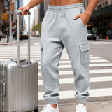 Riolio  Men's Textured Cargo Pants Elastic Waist Drawstring Joggers with Pockets Casual Trousers