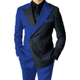 Riolio  Luxury Men's  Striped Suits Slim Fit Peak Lapel 2 Pieces Blazer and Pants Set for Wedding Prom  Evening Party