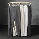 Riolio New Japanese Retro Velcro Male Suit Pants Light Luxury Straight Draped Business Casual Pants Premium Slim Elegant Ninth Trousers