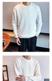 Riolio  New Korean Retro Men Basic Sweater Luxury Knitted Solid Color O Neck Long Sleeve Pullover Casual Slim Premium Quality Knitwear
