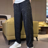 Riolio  New Men Summer Thin Jacquard Trendy and Fashionable Straight-leg Pants