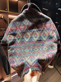 Riolio Retro Ethnic Sle Embroidered irt Jaet Men's Casual Versatile Trendy Brand Haome Loose Fit Cotton Blend Spring Autumn