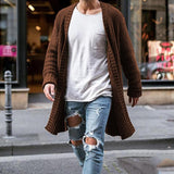 Riolio New Mens Knitted Cotton Cardigan Fashion Long Sweaters Male Casual Solid Long Sleeve Slim Outwear Autumn Winter Warm Jacket