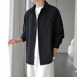 Riolio  Men's Shirt Jacket Thin Casual Versatile Shirt Long Sleeve Loose