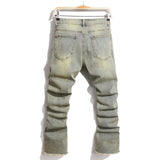 Riolio Streetwear Retro Style Men Ripped Spliced Slim Jeans Trousers Hip hop Holes Stylish Denim Pants For Male