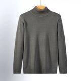 Riolio New Korean Fashion Men Sweater Light Luxury Trendy Turtleneck Knit Solid Color Pullover Leisure Retro Long Sleeve Basic Knitwear