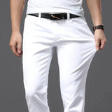 Riolio  Men White Jeans Fashion Business Casual Classic Style Slim Fit Soft Pure Cotton Trousers Male Brand Advanced  Stretch Pants