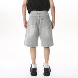Riolio Men Designer Brand Casual Shorts Male Baggy Streetwear Knee Lenght Denim Short Pants Summer Fashion Daily Wide Leg Short Jeans