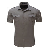 Riolio Mens Tactical Shirts Summer Work Cargo Shirts Quick Dry Casual Shirts Outdoor Army Military Shirts Short Sleeve Top Man Clothing