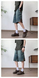 Riolio Mens Loose Fit Summer Denim Shorts Elastic Waist Washed Blue Side Personality Design Casual Comfortable Fashion Trendy Outdoor