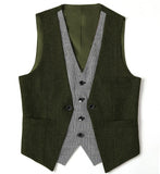 Riolio  Men's Suits Vest V Neck Fake Two Pieces Herringbone Wool Business Fashion Style Formal Men's Waiscoat For Wedding