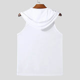 Riolio  Men Solid Mesh Hooded Sleeveless Tank Top Drawstring Gym Fitness Muscle Vest