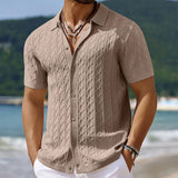 Riolio  Summer New Trend Men Fashion Polo Shirt Light Luxury Textured Knit T-shirt American Style Short Sleeve Casual Cardigan Tops