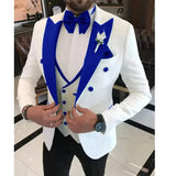 Riolio  3 Pieces Jacquard Jacket with Vest Pant Wedding Suits for Men Single Breasted Peak Lapel Groom Tuxedo Male Fashion Suits