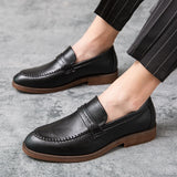 Riolio  High Quality Social Leather Shoes Men Flat Casual Business Leather Shoes Male Classic Men's Loafers Office Dress Shoes
