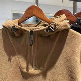 Riolio Double-sided Fleece Hoody Warm Loose Hooded Sweatshirt Men American Style High-end Retro Half Zipper Jacket Aesthetic