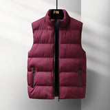 Riolio Casual Plus Size Men's Cotton Vest High Quality Autumn Winter Fashion Men Jacket Warm Stand Collar Sleeveless Men's Top Vests