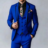 Riolio  3 Pcs Blazer Vest Pant Fashion Suit Sets For Men  Elegant Party Prom Slim Fit Evening Dinner Formal Banquet Male Suit Attire