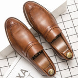 Riolio  High Quality Social Leather Shoes Men Flat Casual Business Leather Shoes Male Classic Men's Loafers Office Dress Shoes