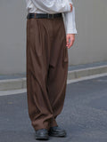 Riolio  Streetwear Trendy Mens Solid Color Trousers Spring Summer Fashion Pleated Loose Straight Pants Men Casual Simple Suit Pants