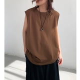 Riolio  Summer New Kam Shoulder Basketball Sweatshirt Sports Tank Top Men's Sleeveless Cotton T-shirt Loose Trendy Large Solid Colo