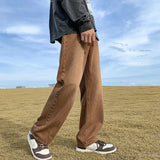 Riolio Brown Baggy Jeans Men Fashion Casual Vintage Straight Jeans Men Streetwear Hip Hop Loose Denim Pants Mens Trousers M-3XL