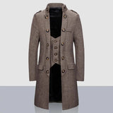 Riolio Stylish Men Coat Super Soft Men Outwear Coat Slim Fit Fake Two Piece Patchwork Trench Coat  Dressing