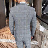 Riolio  Jacket Vest Pants Spring Autumn Thick Luxury Houndstooth Plaid Formal Business Men's Suit Groom Wedding Dress Stage Slim Suit
