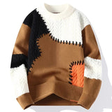 Riolio Trendy Men's Loose-Fit Knitted Sweater Casual Thickened Warm Round Neck Autumn/Winter Perfect For High School Students