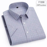 Riolio  Hight qulity summer 100%cotton thin short sleeve shirts for men slim fit formal shirt soft designer tops korean popular clothes