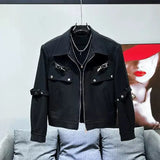 Riolio 2025 Autumn Metal Strap Design Jacket Korean Streetwear Men's Loose Handsome High Street High-end Versatile Workwear Jacket