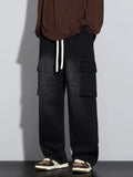 Riolio  New Men's Baggy Straight Cargo Jeans Elastic Waist Vintage Blue Black Smoky gray Denim Pants Fashion High Street Male Trousers
