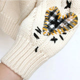 Riolio Embroidery Patchwork High Street Thick Knit V-Neck Women's Cardigan Sweater Single Breasted Cardigan For Women Clothing Winter