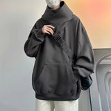 Riolio Autumn Solid Color Ninja Turtleneck Hoodies For Men Y2K Vintage Fleece Sweatshirts Hip Hop Japanese Streetwear Oversized Hoodie