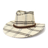 Riolio  Cotton Panama Cowboy Hat Women Men Summer Sun Hat Jazz Caps Beach Cap Outdoor Wide Brim Western Hats for Men Women