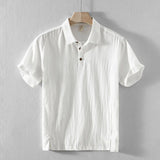 Riolio  Short-sleeve Linen Casual and Breathable Men's Shirt Versatile Summer Polo Shirt