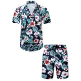 Riolio 1 set Summer Hawaii Trend Print Sets Men Hawaii Shorts Shirt Clothing Set Casual Palm Tree Floral Shirt Beach Short Sleeve Suit