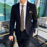 Riolio  Hot Sale Of The Season Fashionable Men's Casual Striped Suit Set Business Professional Three-piece Suit Trendy Wedding Wear Male