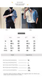 Riolio  Handsome Men's Half-sleeved Shirts Trendy and Fashionable Clothes  Men's Short-sleeved Denim Splicing Tops  Men