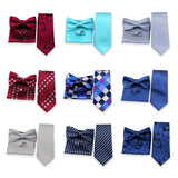Riolio  Business Men Tie Set With Bowtie Pocket Square Cufflinks Necktie Suit Set Paisley Dot Floral Style New Fashion Classic Bow Tie