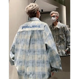Riolio  Tie-dye Plaid Long-sleeved Shirt New Loose Large Size Youth Casual Shirt Jacket