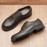 Riolio Genuine Leather Men Derby Shoes Ultralight Comfortable Fashion Men Casual Shoes Black Men Leather Shoe