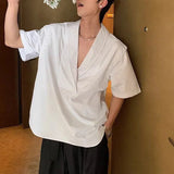 Riolio  Mens T-Shirt Japanese Plain Casual T-Shirt Summer Daily Outdoor Vacation Fashion All-Match Short-Sleeved Top Men'S Clothing