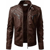 Riolio MEN Slim Fit Faux Leather Outwear Coats Man Men's Black PU Leather Biker Classics Jacket VINTAGE MOTORCYCLE JACKETS FOR men