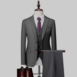 Riolio  M-6XL ( Jacket + Vest + Pants ) Boutique Pure Color Mens Business Formal Suit 3Piece Set and Two-piece Set Groom Wedding Dress