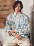 Riolio Floral Shirts Men Casual Breathable Handsome Long Sleeve Tops Spring Autumn Fashion Pockets All-match Ulzzang Daily Aesthetic
