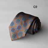 Riolio  Handmade 8cm Dots Striped Neckties Business Formal Dress Professional Men's Silk Ties Wedding Party Suit Cravat Brown Neck Tie