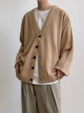 Riolio Cardigan Men Solid All-match Cozy Leisure V-neck Gentle Autumn Trendy Simple Classic Streetwear Daily Korean Style Knitwear Chic